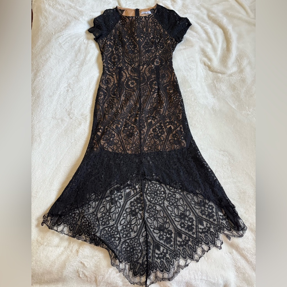 Elegant Black Long Lace Dress